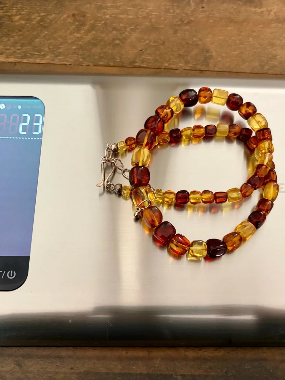 JAY KING DRT STERLING SILVER MULTI-COLOR BALTIC AMBER BEAD NECKLACE 23g